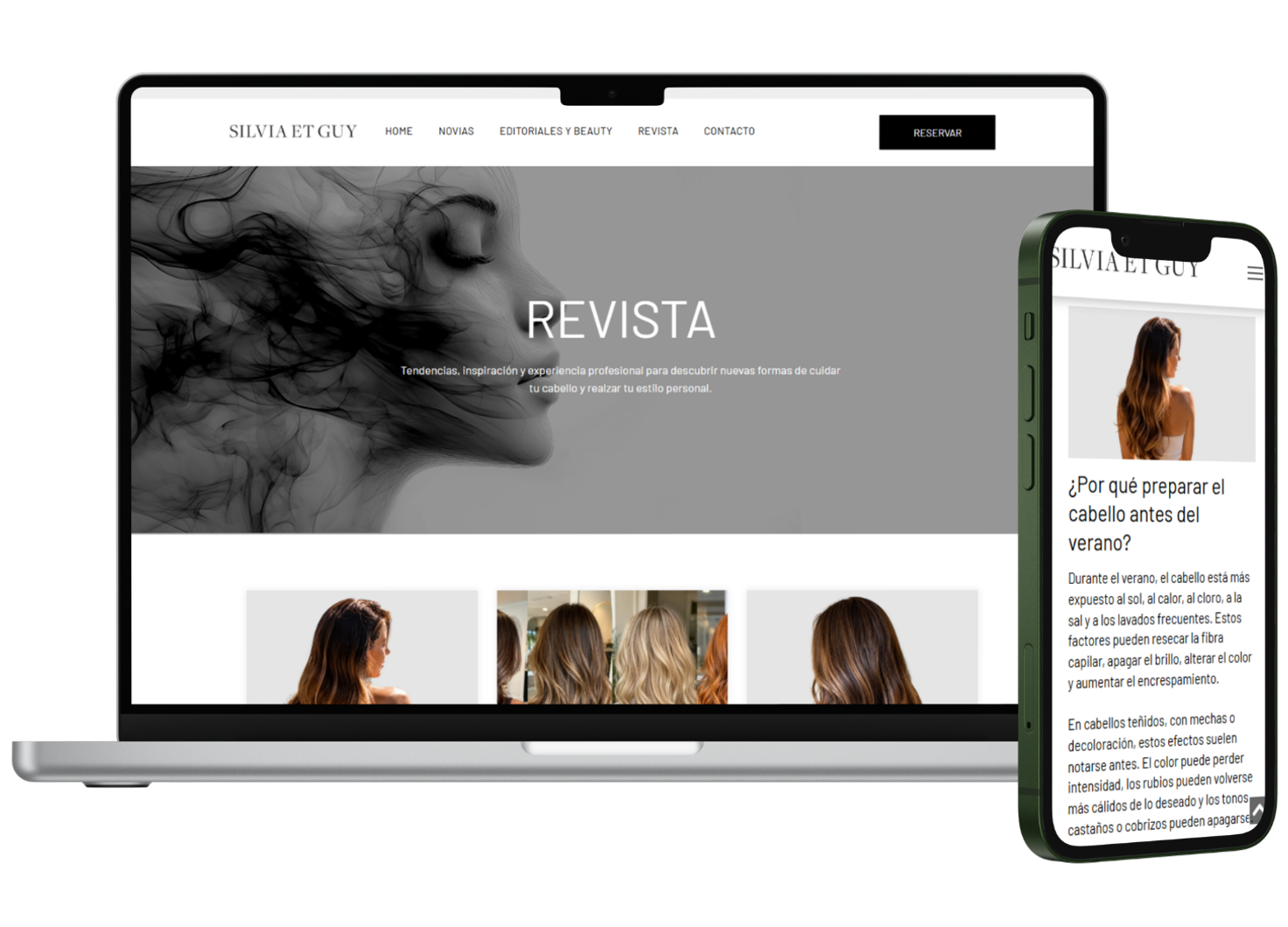 Mockup de escritorio y móvil del proyecto Blog de Silvia et Guy